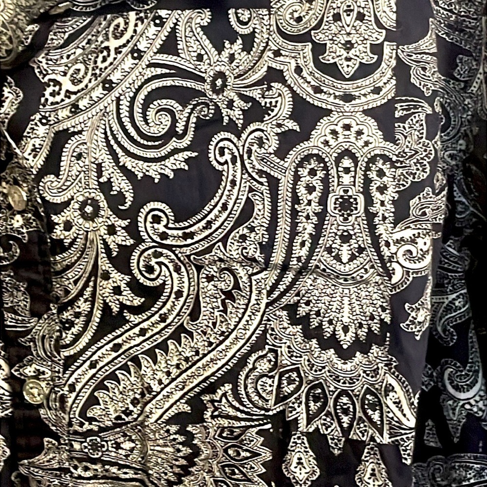 Chaps 100% Cotton Long Sleeve Blue White Paisley Button Down Shirt Top Size 2X - Picture 5 of 5